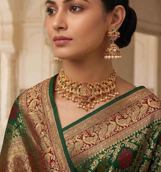 The Divine Lakshmi & Mayur Heritage Antique Gold Choker Set