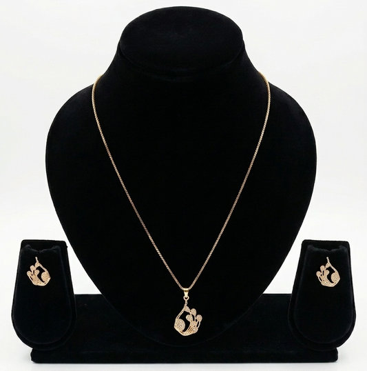 Rose Gold Plated American Diamond Necklace Set for Women Vaidika Royal Heritage