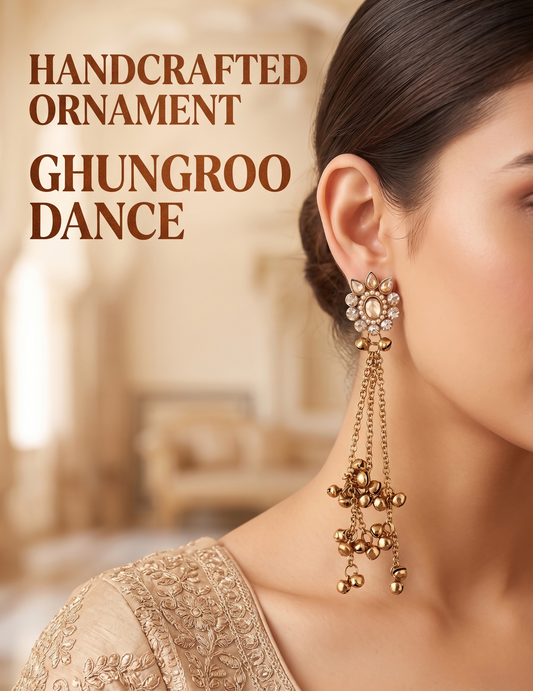 Long Cascading Chain Ghunghroo Tassel Dangle Drop Earrings for Women