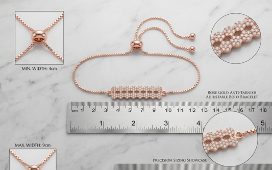 Rose Gold Geometric Pavé Bar Adjustable Bolo Bracelet