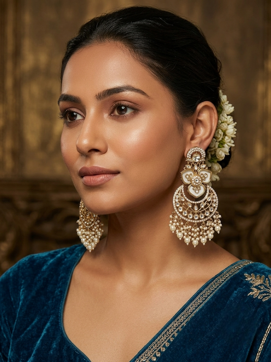 Traditional Imitation Kundan Chandbali Earrings