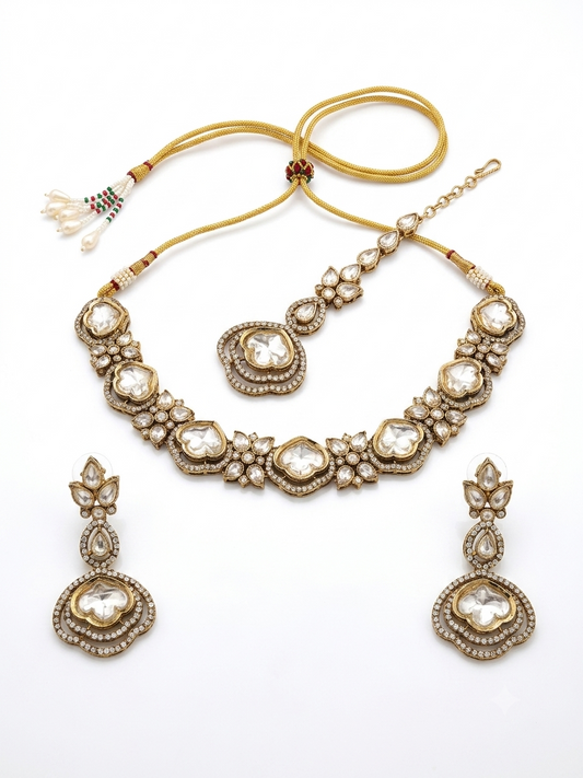 Gold-Toned Kundan Bridal Combo Set