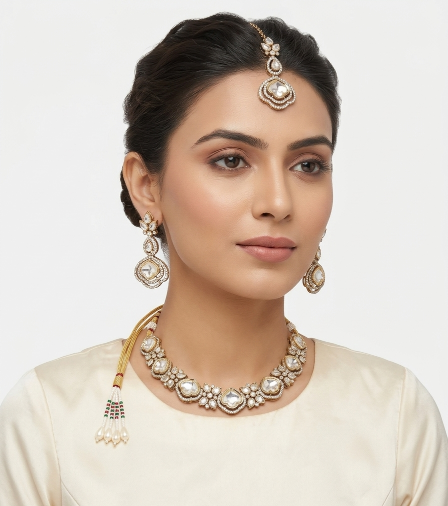 Gold-Toned Kundan Bridal Combo Set