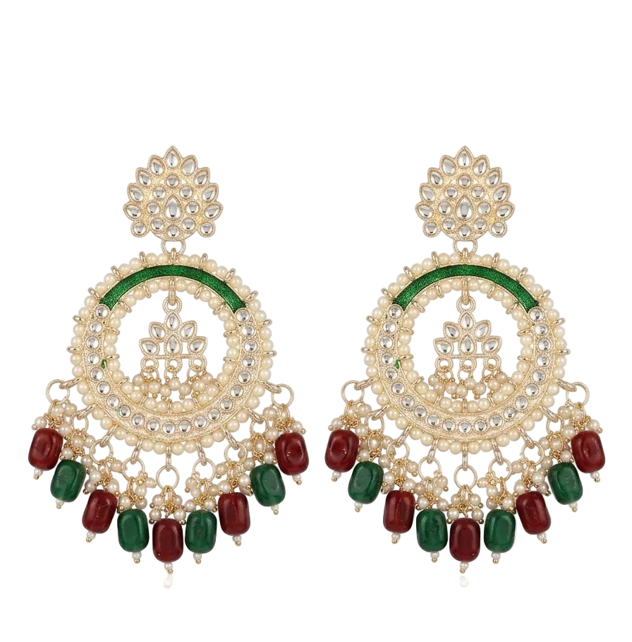 Vaidika Royal Heritage Gold-Toned American Diamond Chandbali Earrings