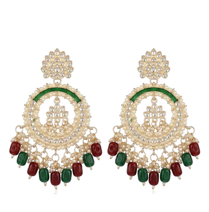 Vaidika Royal Heritage Gold-Toned American Diamond Chandbali Earrings