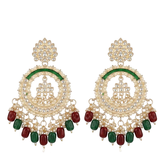 Vaidika Royal Heritage Gold-Toned American Diamond Chandbali Earrings