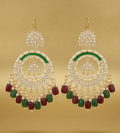 Vaidika Royal Heritage Gold-Toned American Diamond Chandbali Earrings