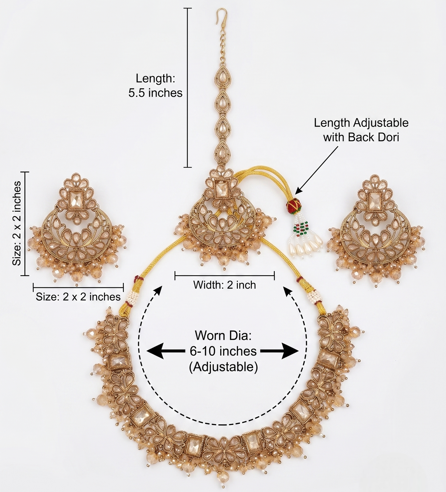 Premium artificial kundan jewelry set safely packed inside a protective zip pouch and a sturdy brown corrugated shipping box.